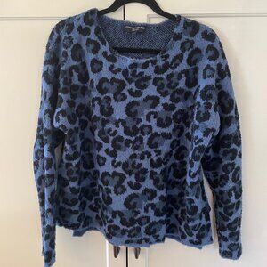Central Park West blue leopard-print sweater, Size L